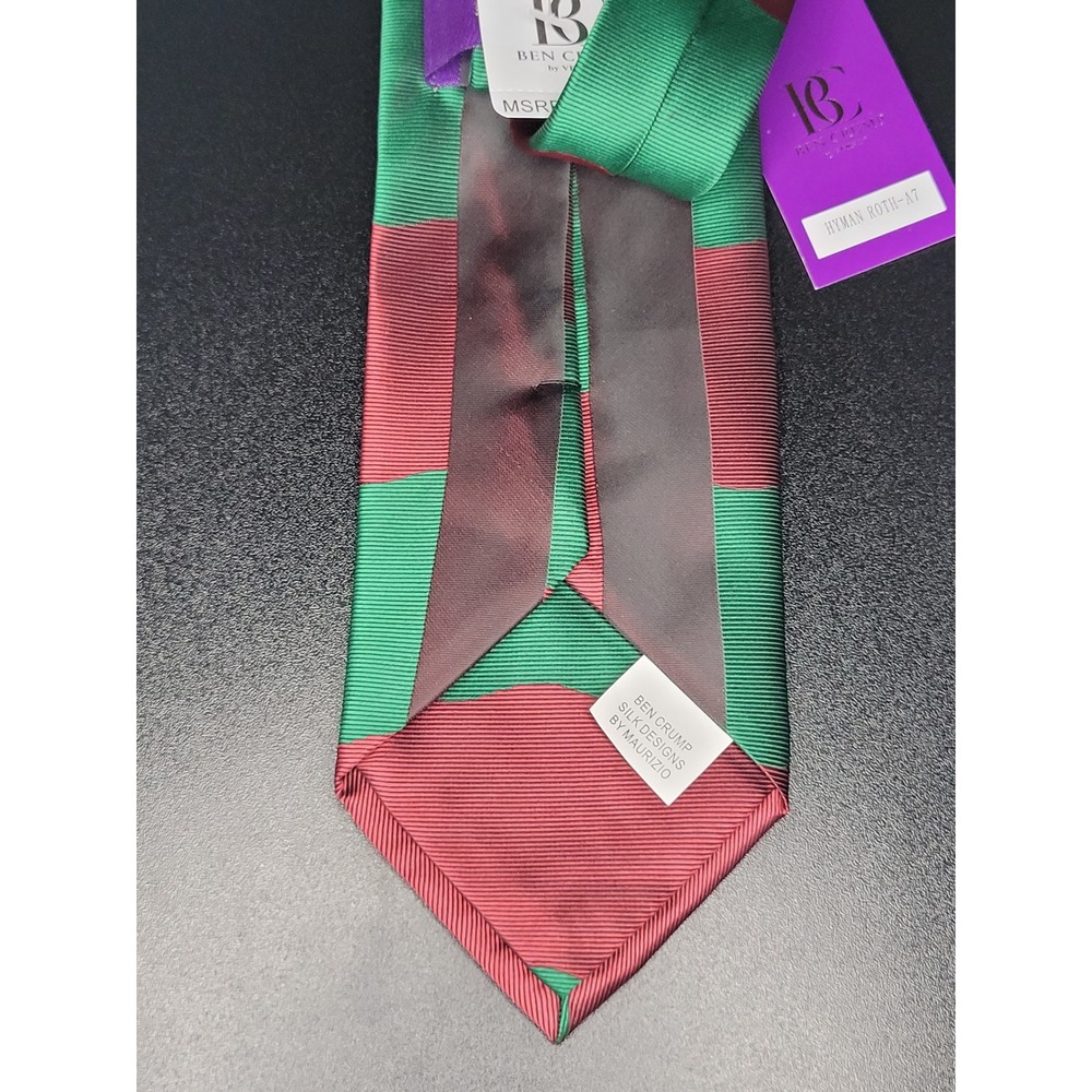 Ben Crump by Verse 9 Tie Pocket Square Set Green Burgundy Wavy Stripe Silk NWT - Picture 2 of 5